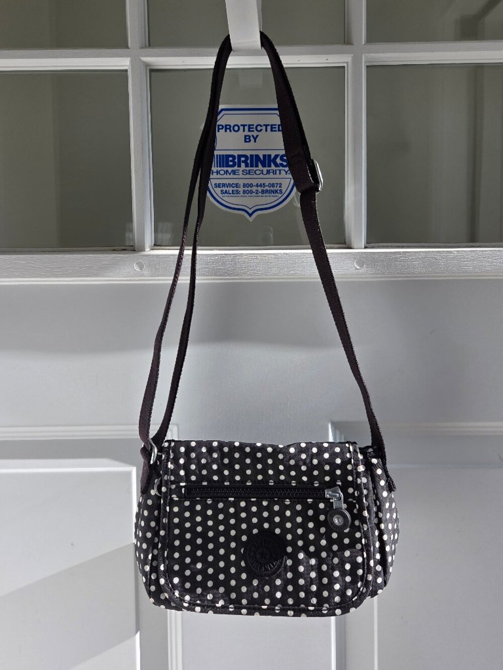 Kipling Black and White Polka Dotted Mini Crossbody Bag